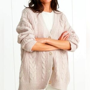 Jenni Kayne Cable Cocoon Cardigan Sweater.